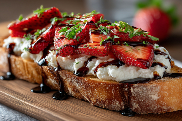 Выглядит круто, а готовится просто &mdash; брускетта с клубникой и рикоттой. Готовлю за 15 минут и подаю к празднику