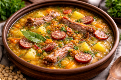 Вместо надоевших щей и лапши: гороховый супчик с копченостями &mdash; с секретом, как быстро разварить горох до кремовой нежности