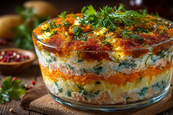 Салат &laquo;Марфушка&raquo; на 8 Марта &mdash; простой, нежный и праздничный рецепт без лишних хлопот